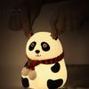 Panda Night Light Silicone LED Light Rechargeable Cartoon Bedside Lamp with 7 Children Room Nightlight Colors Soft Color Changing Desk for