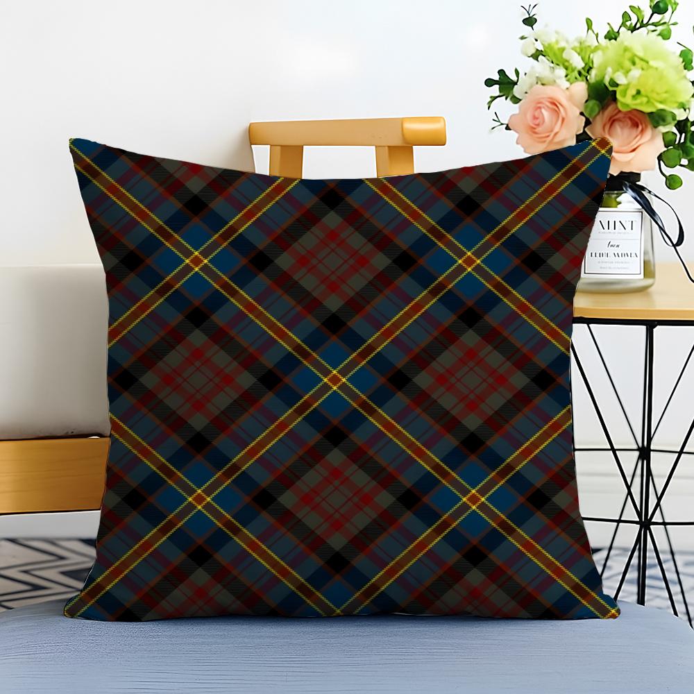 scottish Tartan Cushion Cover Washable Linen comfort Soft  for Sofa Bed Cozy Home Room Decor