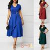 Trendy Plus Size Summer Vogue Sexy Asymmetric Hem V Neck Mini Dress For Fashion Forward Women