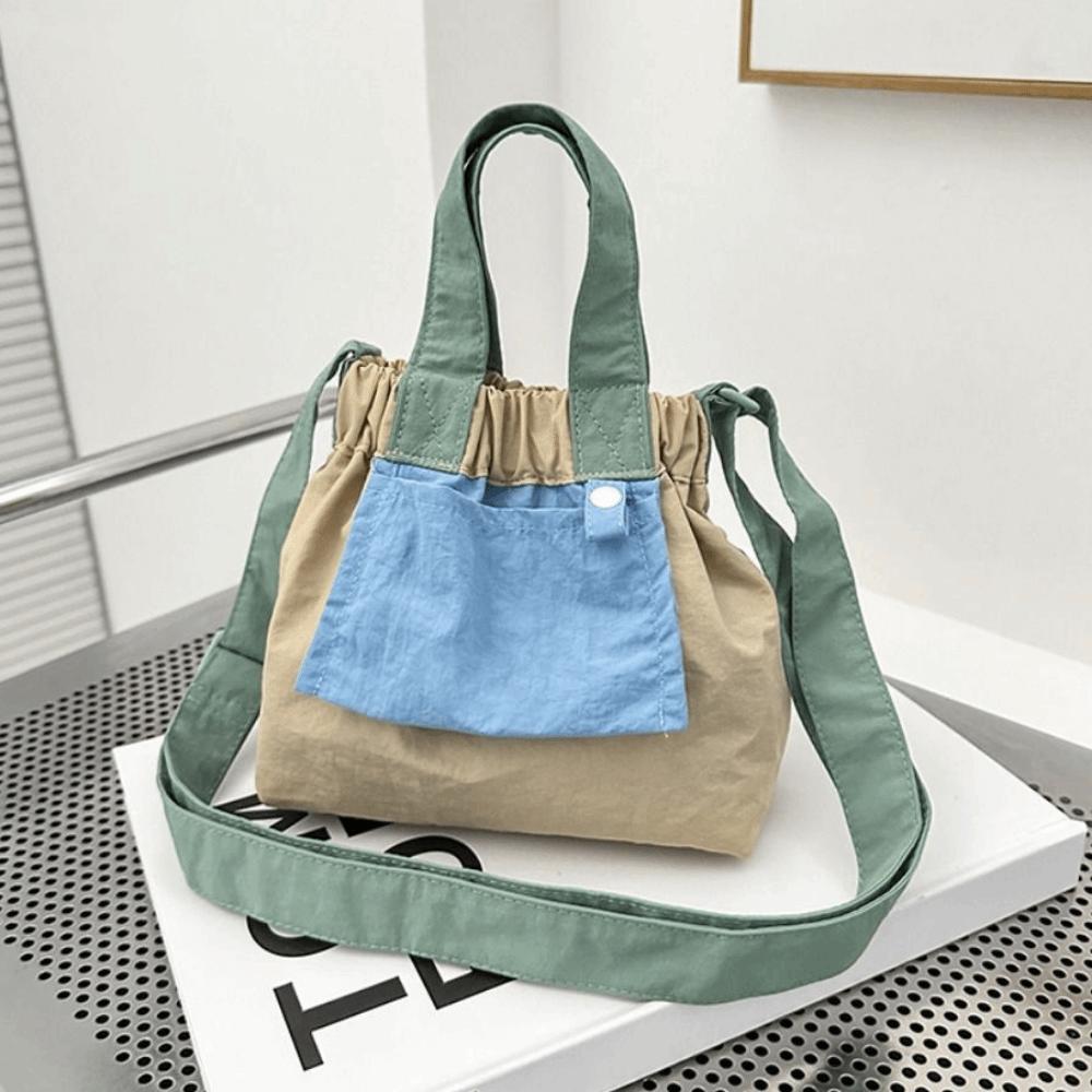 Ruched Design Casual Handbags Lightweight Crossbody Bag Fashion Nylon Shopper Purses  Commuting