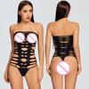 Women Sexy Lingerie Teddies Shiny Glossy Swimwear Cupless Open Crotch Teddy Thong Leotard Open Breast Bodysuit Erotic Underwear