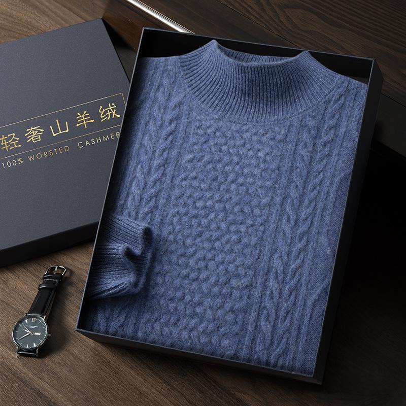 Men's Plus Size Cashmere Sweater - Thick, Warm, Loose Fit for Autumn & Winter