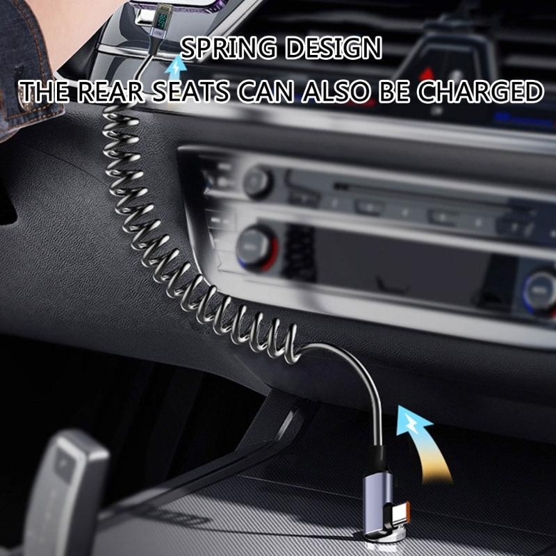 USB Typ C Federdatenkabel 90-Grad-Winkelstück PD100W Schnellladekabel mit Digitalanzeige für Laptops Tablets Telefone