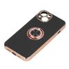 Mobile Phone Case for Iphone 13 with Rose Gold Glitter Plated Ring Stand Ultra Thin Flexible TPU Phone Protective Case
