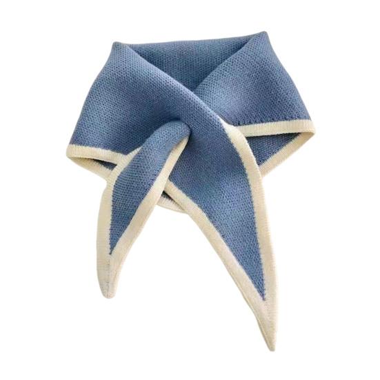 Women Scarf Patchwork Color Piercing Wrapped Short Scarf Fake Collar Winter Outdoor Cycling Wrap Around Scarf