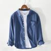 Classical Pure Cotton Men Shirt Spring and Summer Daily Casual Long Sleeve Soid Color Soft and Comfortable Shirt Simple Style Men Clothing