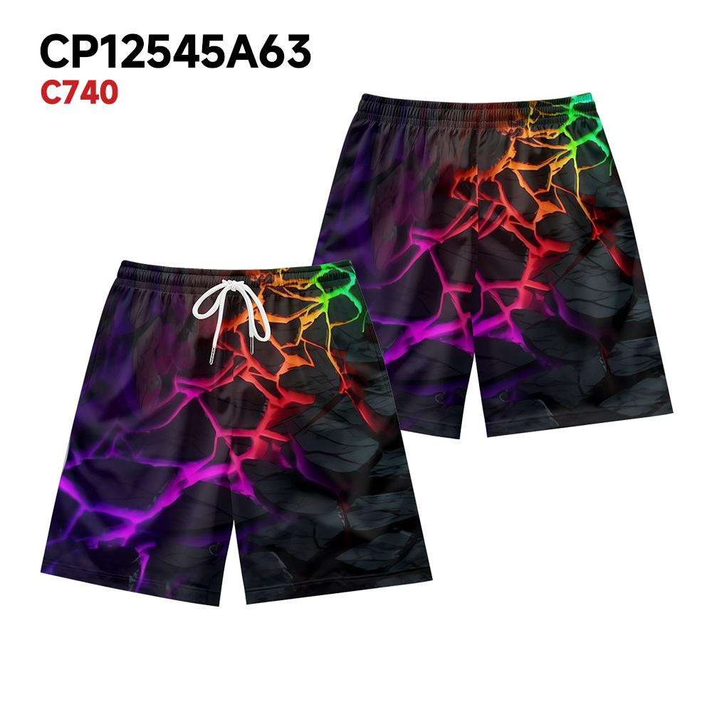 

European And American Dark Natural Lightning Element Men S Casual Shorts Beach Pants XXS