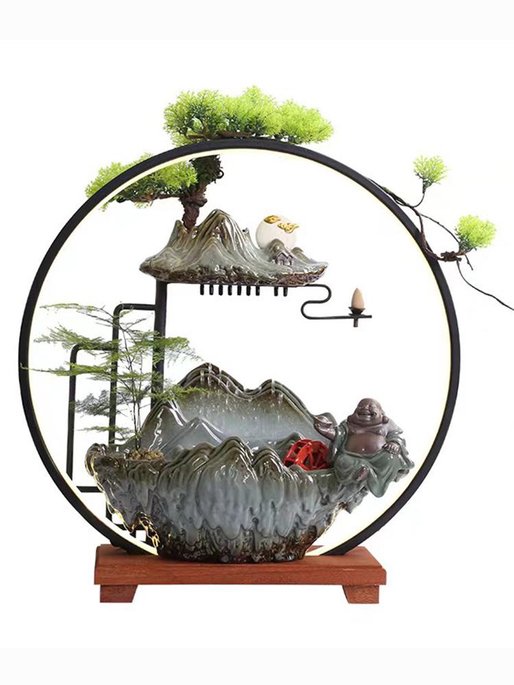 Flowing Water Backflow Incense Fountain & Humidifier - Perfect for Home, Office, or Gift Decoration.