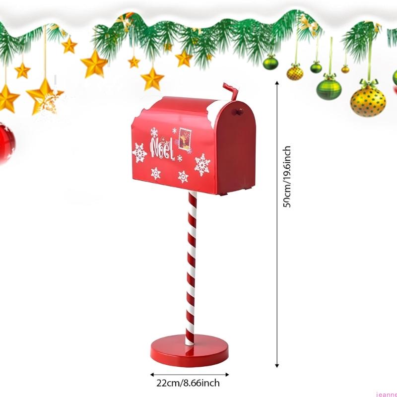 Festival Santa Mailbox For Christmas Decorations Metal Letter Box With Wooden Base Indoor Outdoor Holiday Decoration