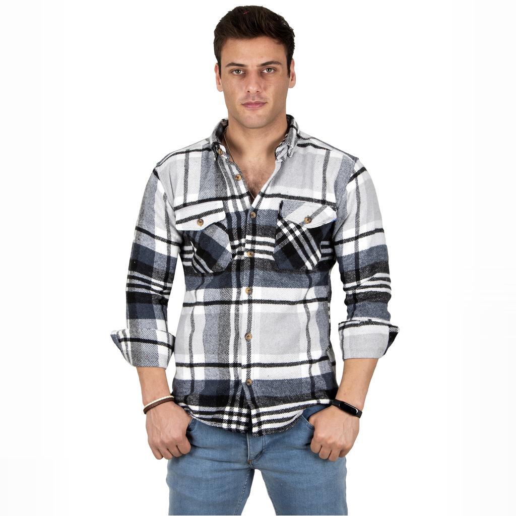 

Мужская рубашка лесоруба DeepSEA на пуговицах с двойными карманами и клапанами 2302312