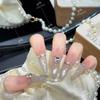 K2036 Nude Super Sparkle Long Handmade Wearable Nails