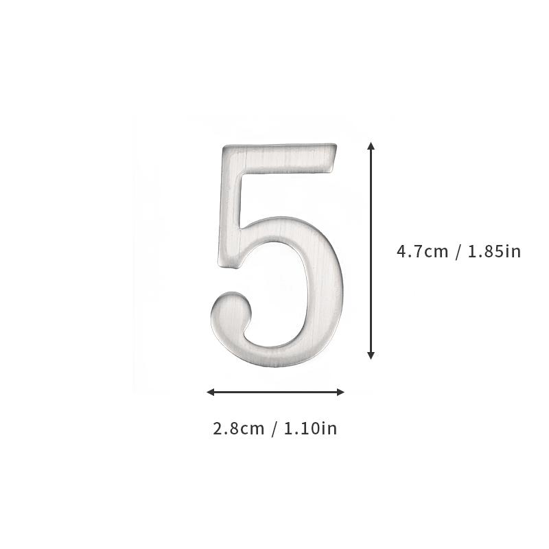 Aluminum Alloy Door Number with Backing Adhesive 5*3cm Silver House Number Apartment Door Number for Outdoor Hotel Home Mailbox