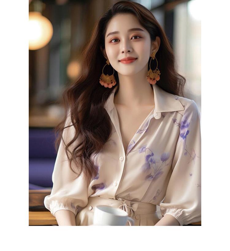 2025 Summer New French Style Floral Shirt for Women