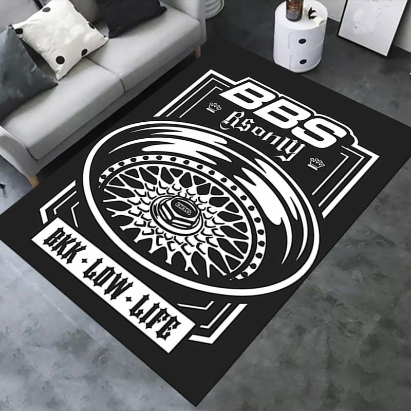 1pc BBS,Wheels,Lifestyle Office Carpet Soft Polyester Non Slip Machine Washable Indoor Carpet Living