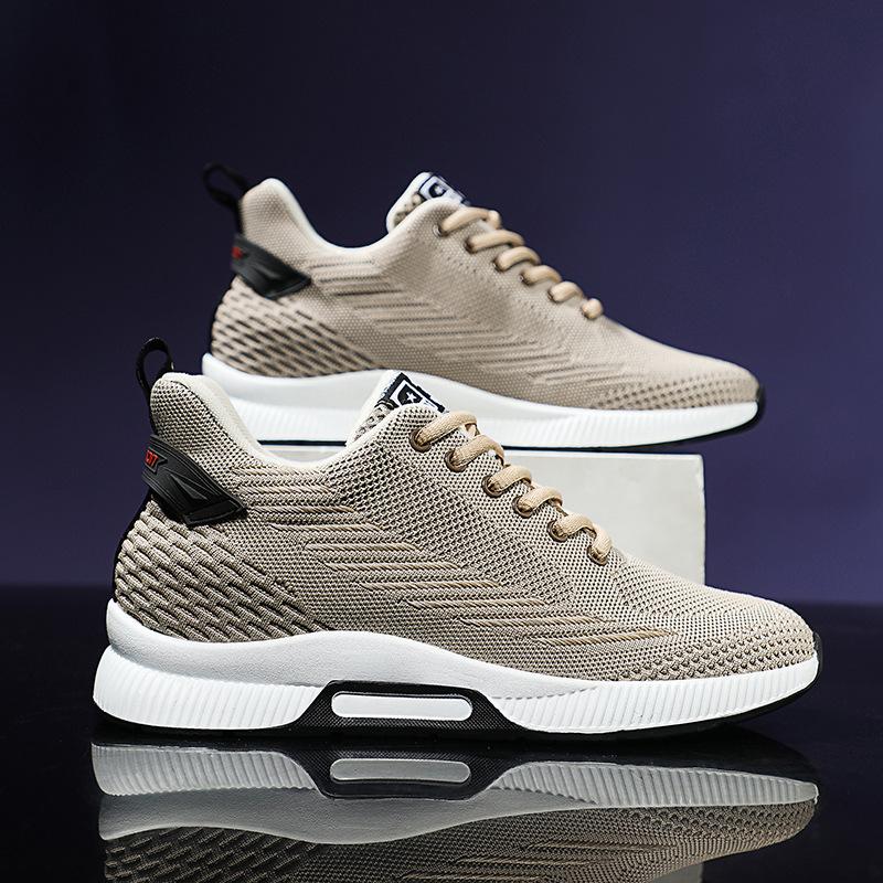 

New inner height-increasing men s shoes men s sports and leisure height-increasing breathable mesh shoes 44 бежевий
