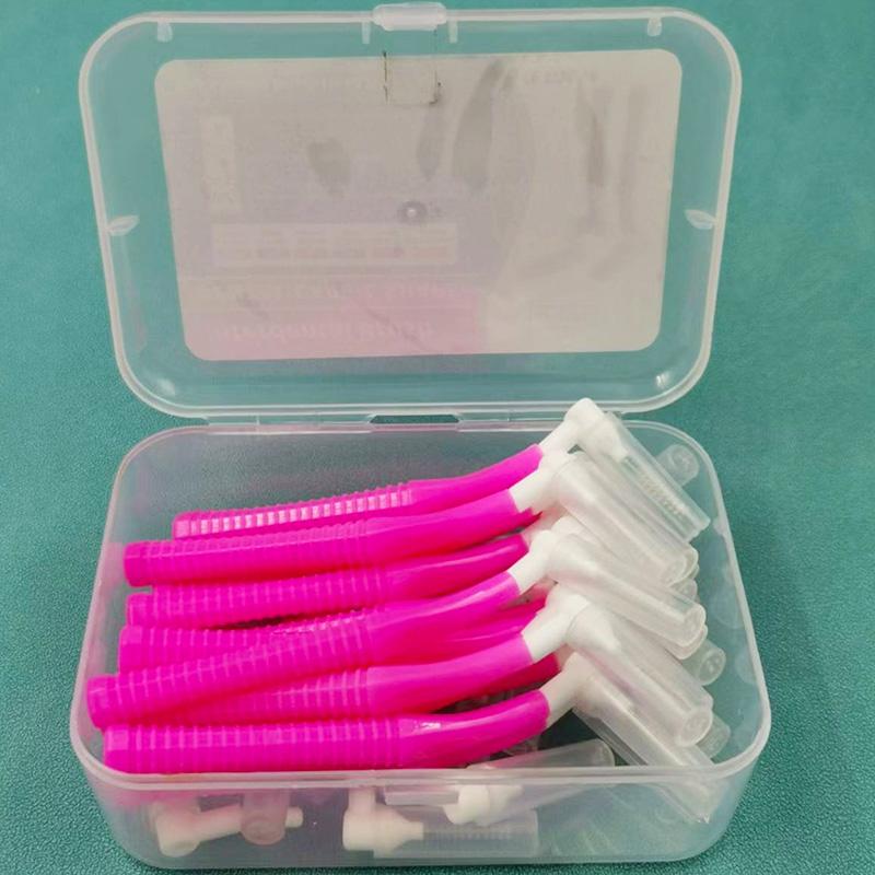 20 Stück/Box L-Form Push-Pull Interdentalbürste Kieferorthopädischer Zahnstocher Zahnaufhellung Zahnstocher Zahnbürste Mundhygiene-Pflege
