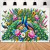 Peacock Theme Background Happy Birthday Flower Castle Waterfall Party Decor Backdrop Photography Studio Supplies Props Banner