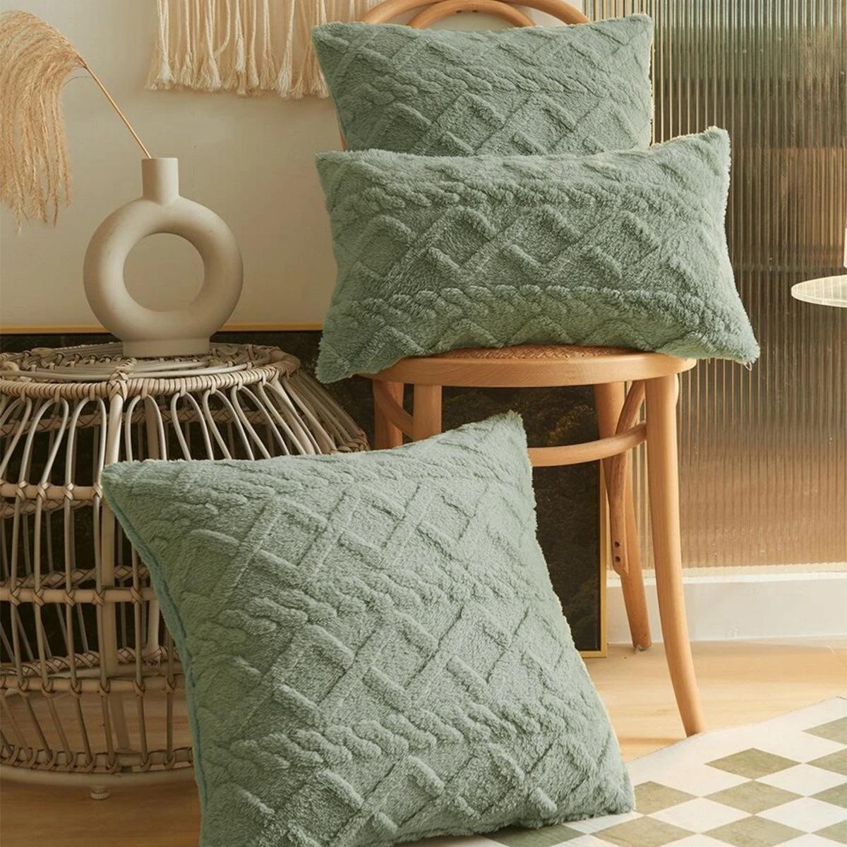 

1 шт. сплошной жаккардовый наполнитель и геометрический узор наволочка для подушки Piliow с высоким качеством для дивана и кровати без вставки 45*45cm зелёный