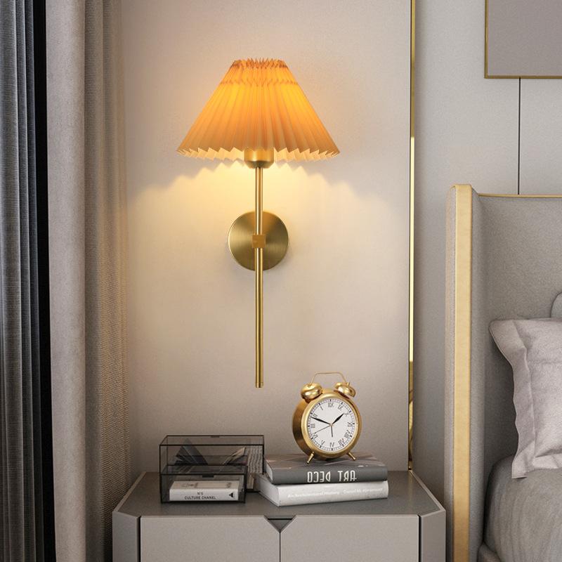 Modern Pleated Lampshade Wall Lamp Bedroom Bedside Lamps Bathroom Mirror Headlights Hallway Balcony Entrance Lighting Wall Light
