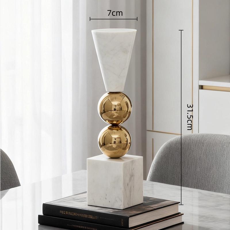 Marble Candlestick Candle Holder Geometric Golden Sphere Marble Ornaments Centerpieces Candle Stick Holder Home Decoration