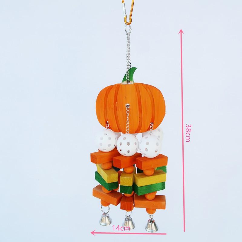 Natural Colorful Wooden Pumpkin Parrot Toys Eco-Friendly Chewing Toy for Birds Hot Selling for Parrots