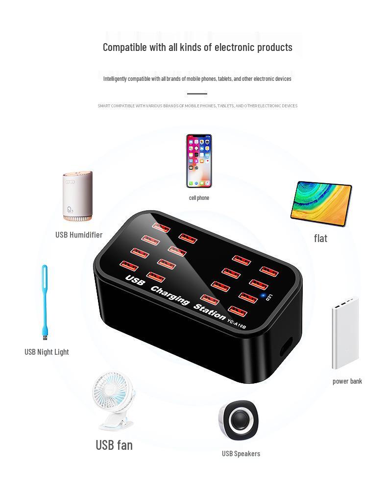 Germany 2026 YF16 100W USB Multi-Port Desktop Charger: Fast Charging Station for Mobile Devices