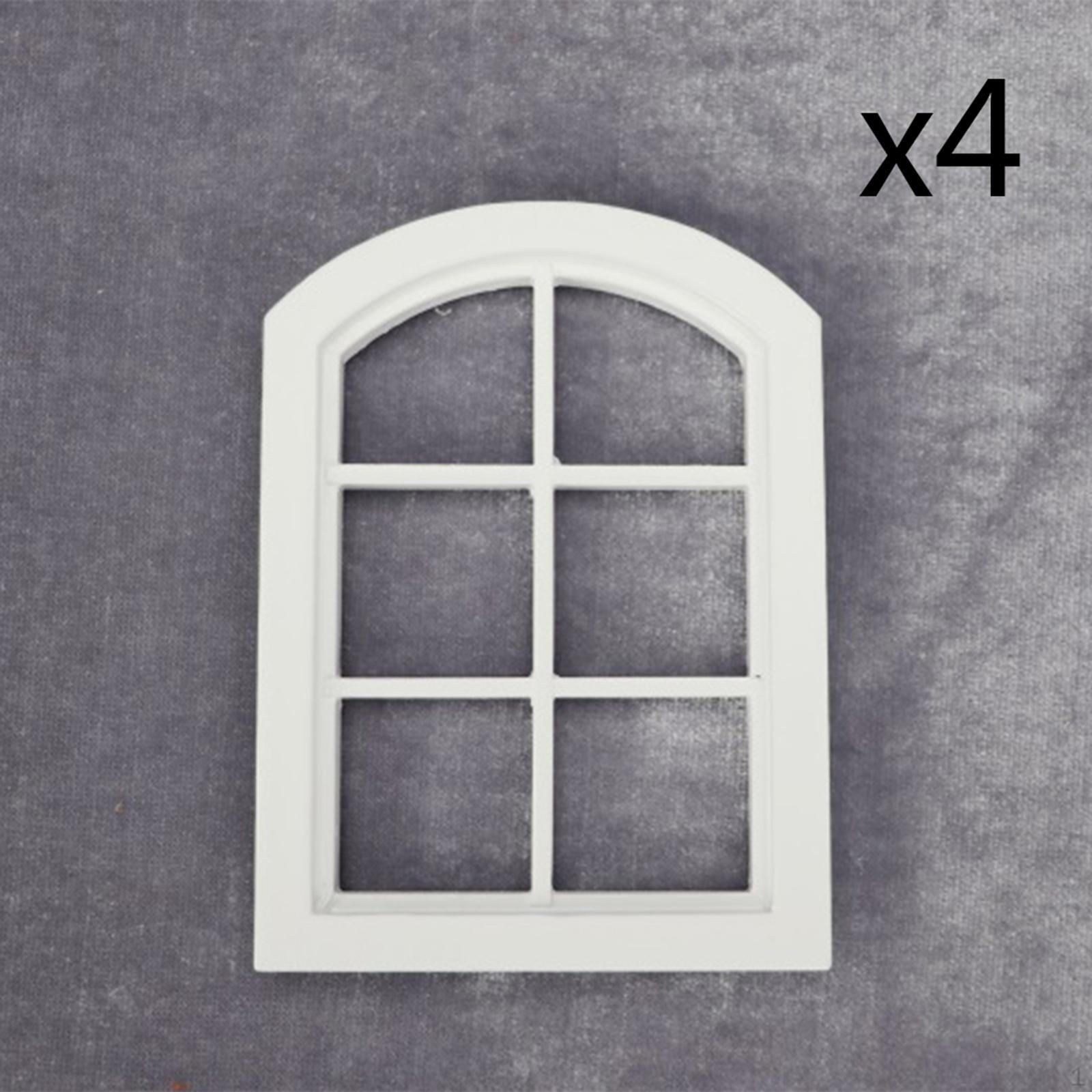 

White Arch Wooden Miniature Dollhouse Windows Furniture Acessories