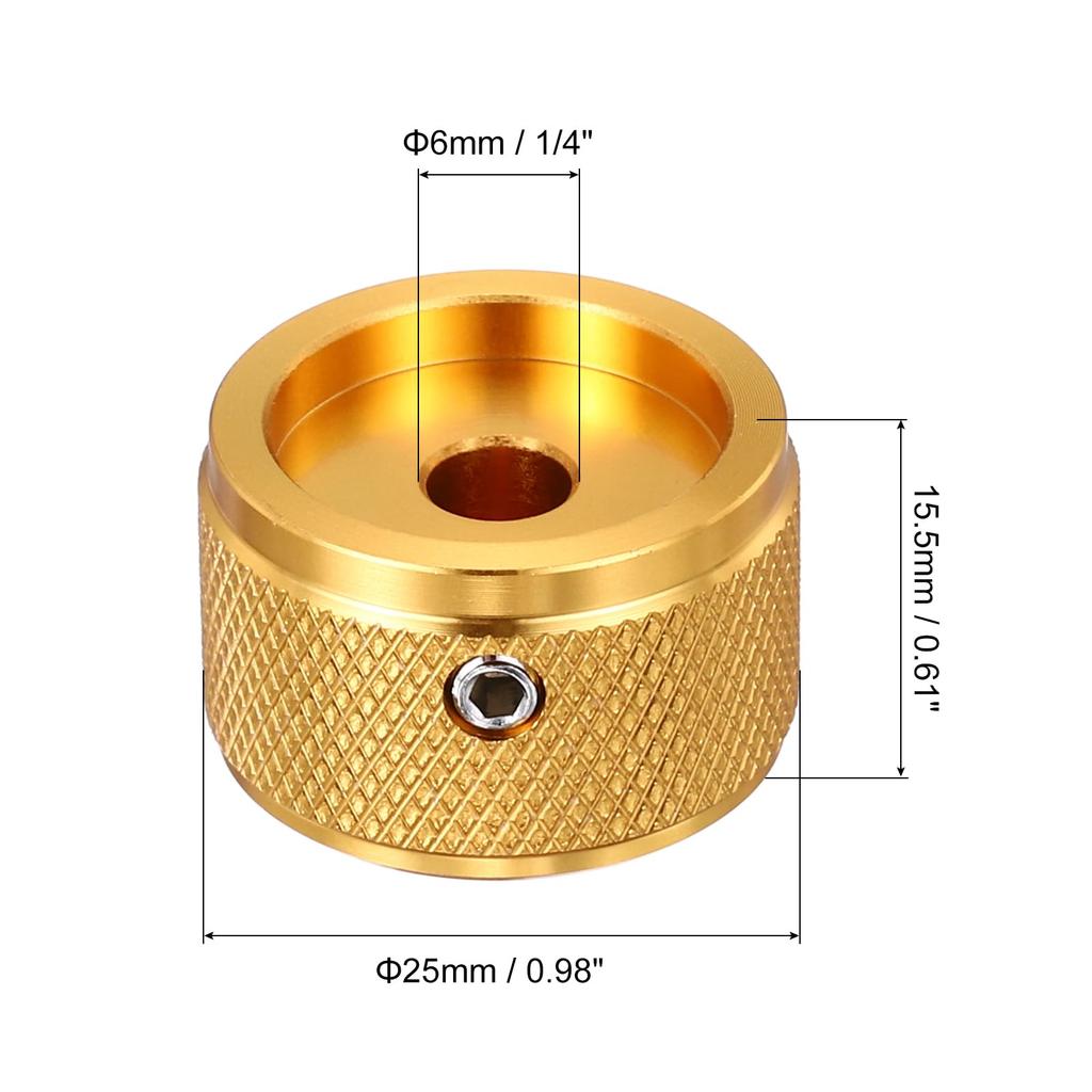 uxcell Aluminum Potentiometer Universal Volume Tone Control Knob for Diamond 4-Piece Knob, 1/4" (6mm) Guitar, Bass, 5/8"