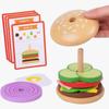 Drewniany hamburger, drewniane zabawki do układania, gra imitująca, zabawka Montessori dla dzieci