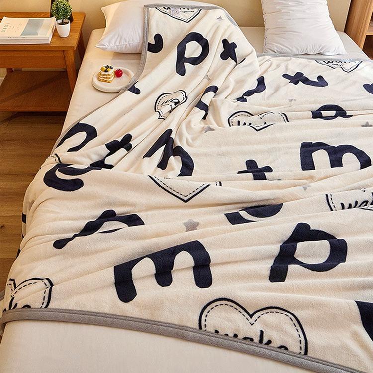 Thick Blanket New Printed Autumn Winter Warm Flannel Bed Sheet Coral Fleece Throw Blanket