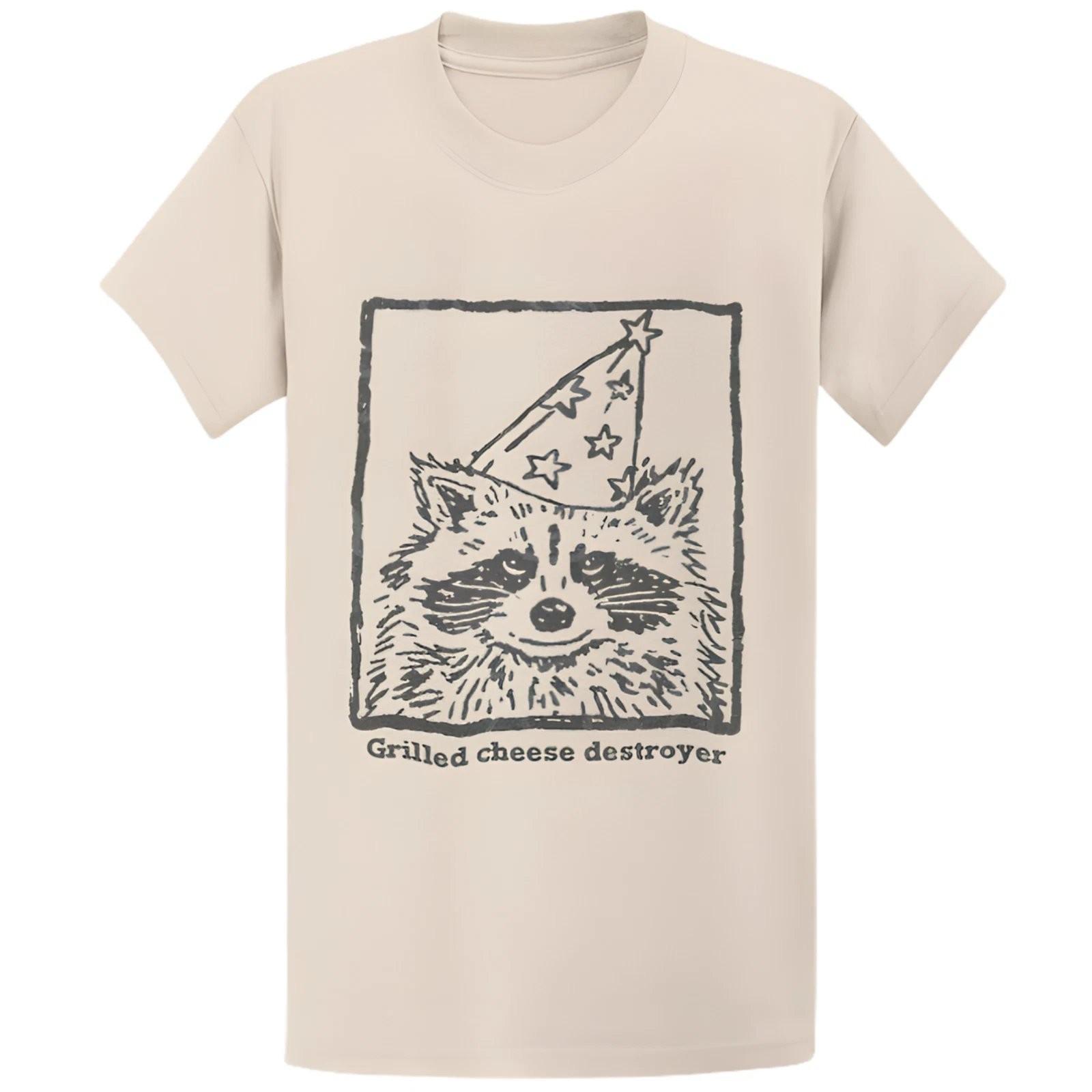 Grilled Cheese Destroyer Raccoon Funny Meme Graphic T-Shirt S