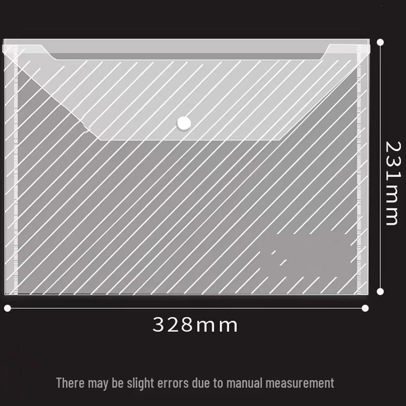 A4 Transparent Snap Button Document Bag - Office & Student Stationery