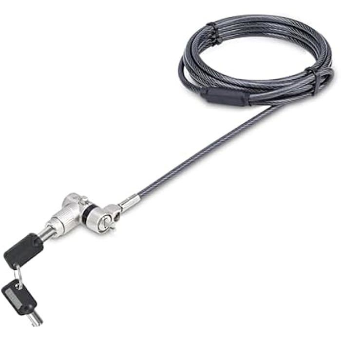 StarTech.Com Antivol Universel 3-en-1 pour PC, Câble de Verrouillage à Clé Maîtresse, 2m, Compatible Noble Wedge®/Nano/K-Slot