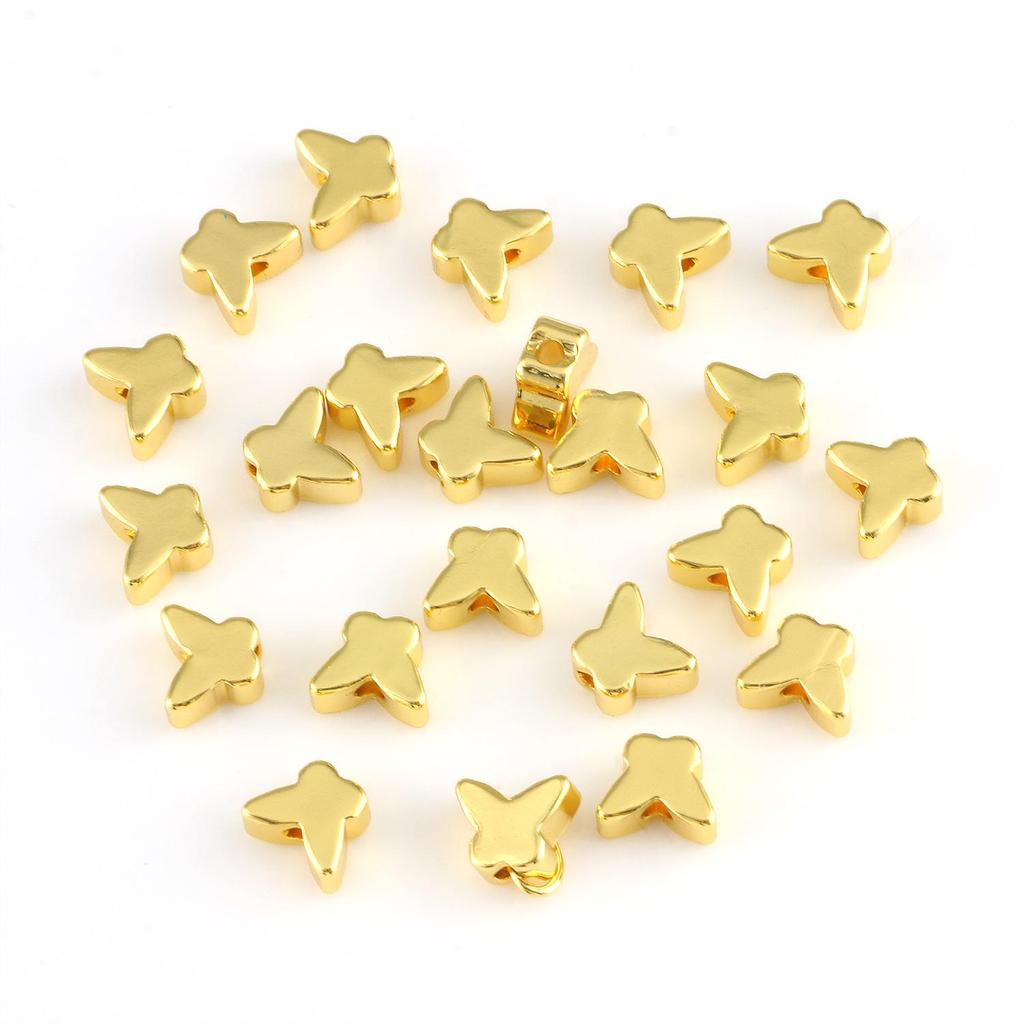 10pcs Copper Beads Charms Cross Heart Star Moon Beads Plated Crafts Color Retention Beads for Jewelry Making Diy Bracelet Necklace
