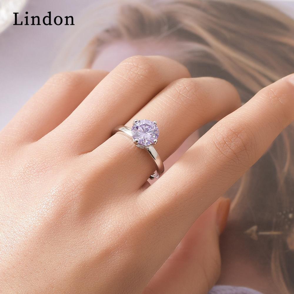 Lindon Classic Copper Alloy Zirkonový prsten Dámské šperky Svatební slib Party dárek