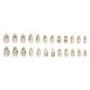 Medium Almond Press On Nail Set 24Pcs Flower Stick on Nail Floral Artificial Nail with Rhinestones and Pearls False Nail
