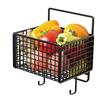 Kitchen Wall Basket Single Metal Large Capacity Space Saving Wall Mounted Storage Basket with Hook for Vegetable