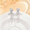 Elegant Charm Imitation Pearl Bowknot Drop Earrings for Women, Silver Color Long Tassels Bow Earrings, Fashion Statement Jewelry