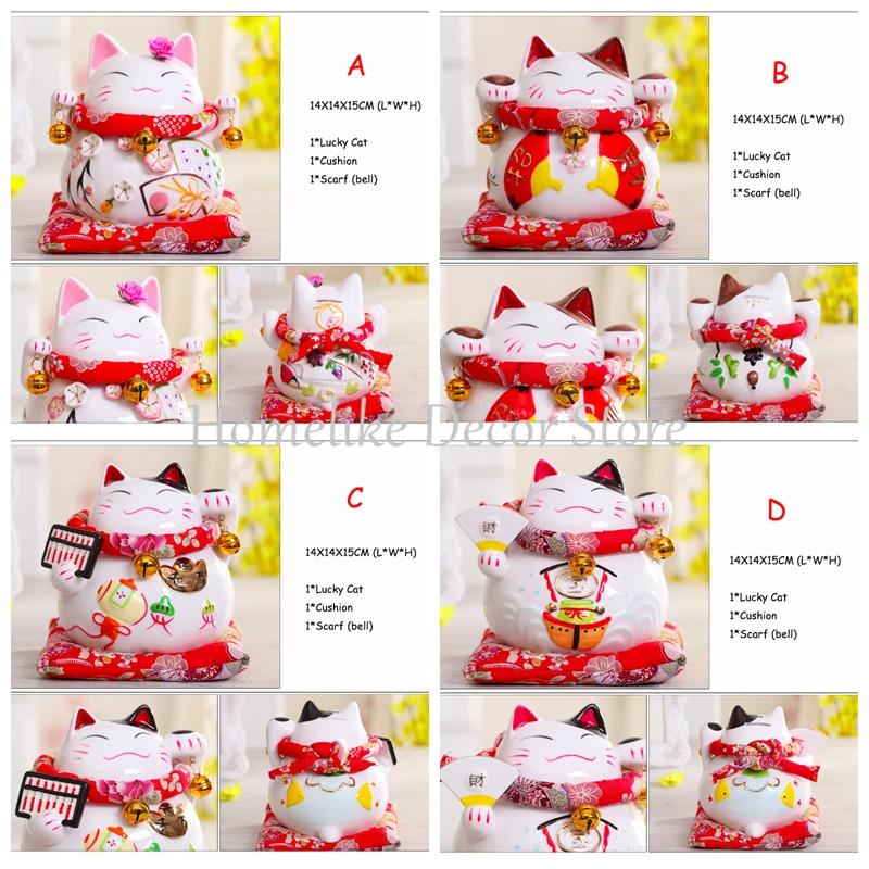 6 Zoll Maneki-Neko Keramik Japanische Glückskatze Winkende Glückskatze Figuren Glücksbringer Spardose Heimdekoration Ornamente