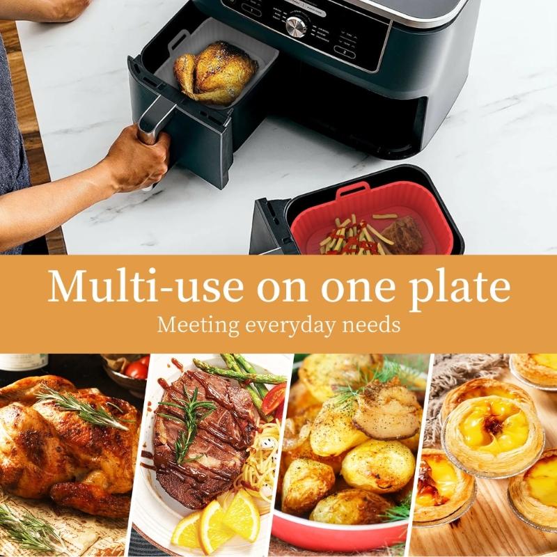 Rectangular/Round Air Fryer Pad NonStick Silicone Mat Reusable Air Fryer Accessories Silicone Material for Air Fryer