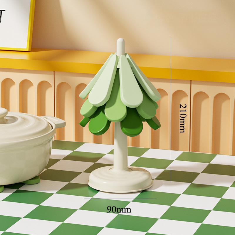 4pcs Silicone Mat Dishes Tree Design Trivet Set Coaster for Teapot  Pots Stand Insulation Pad Placemats Dining Table Gift