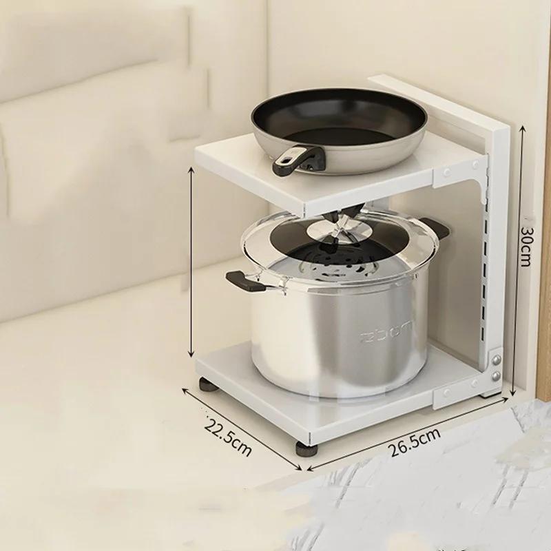 Carbon Steel Kitchen Storage Rack Multi-layer Lower Sink Cabinet Layered Pot Rack Kitchen Household Floor Lower Cabinet Storage