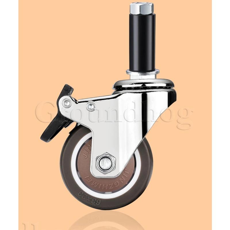 4 bucăți roți extensibile, roți din cauciuc TPE rulment cu bile încorporat pentru mesele de pregătire pentru bucătărie comercială cu tub rotund de 22-28 mm