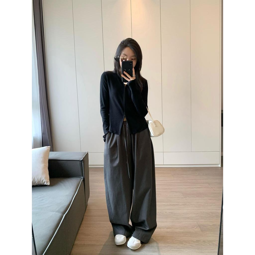 Koreansk Stil 2025 Tidig Höst Kryddig Tjej Sportig Dragkedja Cardigan & Racerback Linne Set