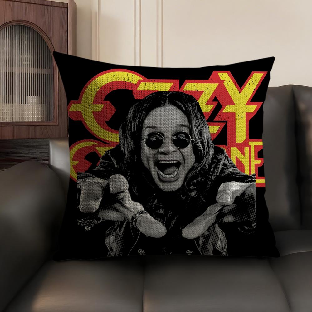 LOGO OOzzy Osbourne Cushion Cover Natural Linen Organic Fabric DoubleSided Printing Sofa Home Decor Gift Pillow Case