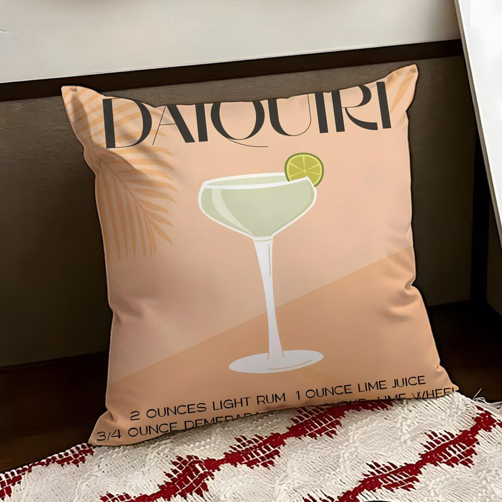 DDaiquiri Cocktail Cushion Cover Reversible Soft Durable Pillow Cover Home Car MultiScene Use for Daily Comfort