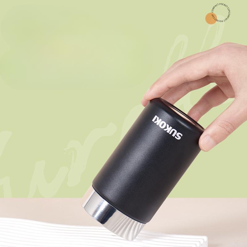 Edelstahl Thermobecher Hohes Aussehen Horizontal Doppelvakuum Mini Taschenbecher Outdoor Tragbarer Begleitbecher