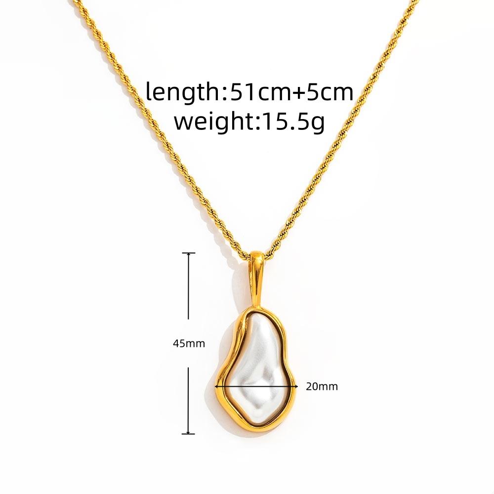 Fenny 18K PVD Plated Waterproof&No Fade Fashion Irregular Pearl Pendant Stainless Steel Necklace Earring Set for Women