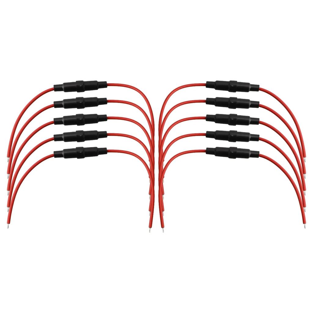 10pcs 5x20mm Inline Fuse Holder Fast-Blow Screw Type Fuse Holder With 22AWG Wire Watertight Holders Feature Snap Tight