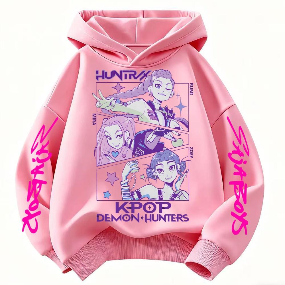 KPop Demon Hunters Huntrix Hoodie Kids Hooded Sweatshirt Baby Girls Pullover Hoodies Boys Outerwear Children's Clothing